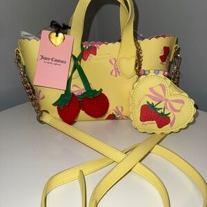Juicy Couture Strawberry Mini Tote Yellow strawberry and bow y2k New Release